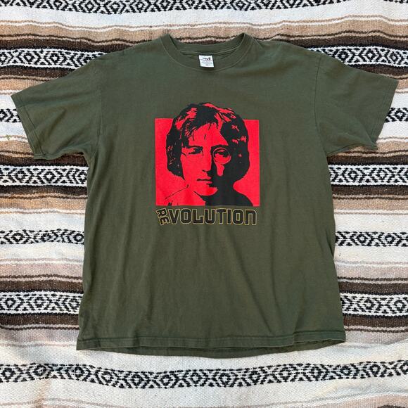 Anvil Other - Vintage 2000's John Lennon Green Red Revolution Evolution Peace Tee Shirt Sz XL